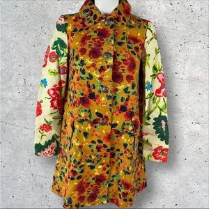 Anthropologie Elevenses Leopardlily Coat Women's 4 Leopard Spots & Floral NEW